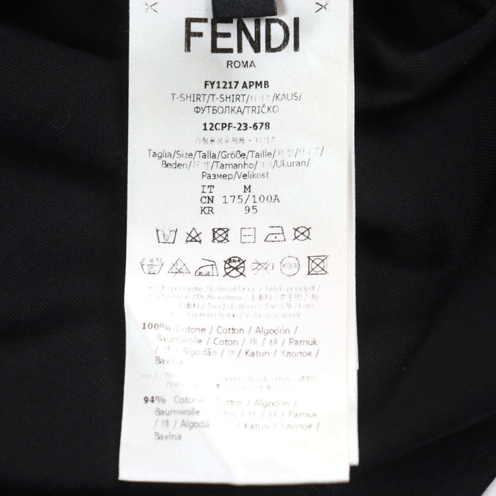 Excellent FENDI Short sleeve T-shirt Logo sequin crewneck Black series mens M