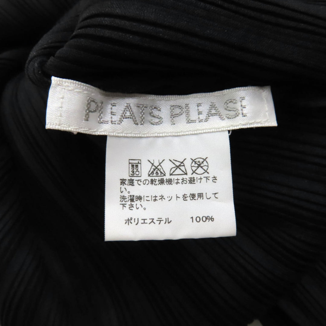 Excellent PLEATS PLEASE one piece Crew Neck French Sleeve Pleated Tunic black