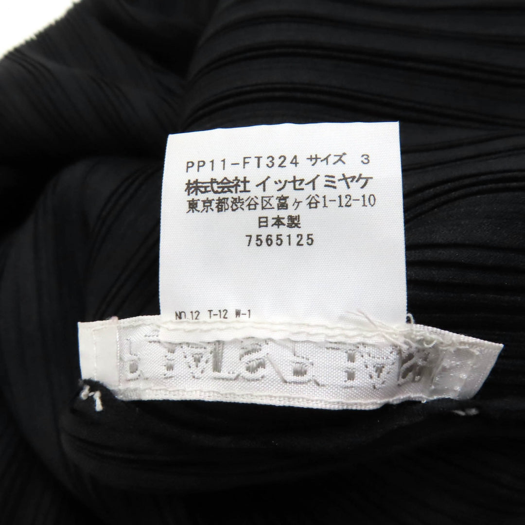 Excellent PLEATS PLEASE one piece Crew Neck French Sleeve Pleated Tunic black