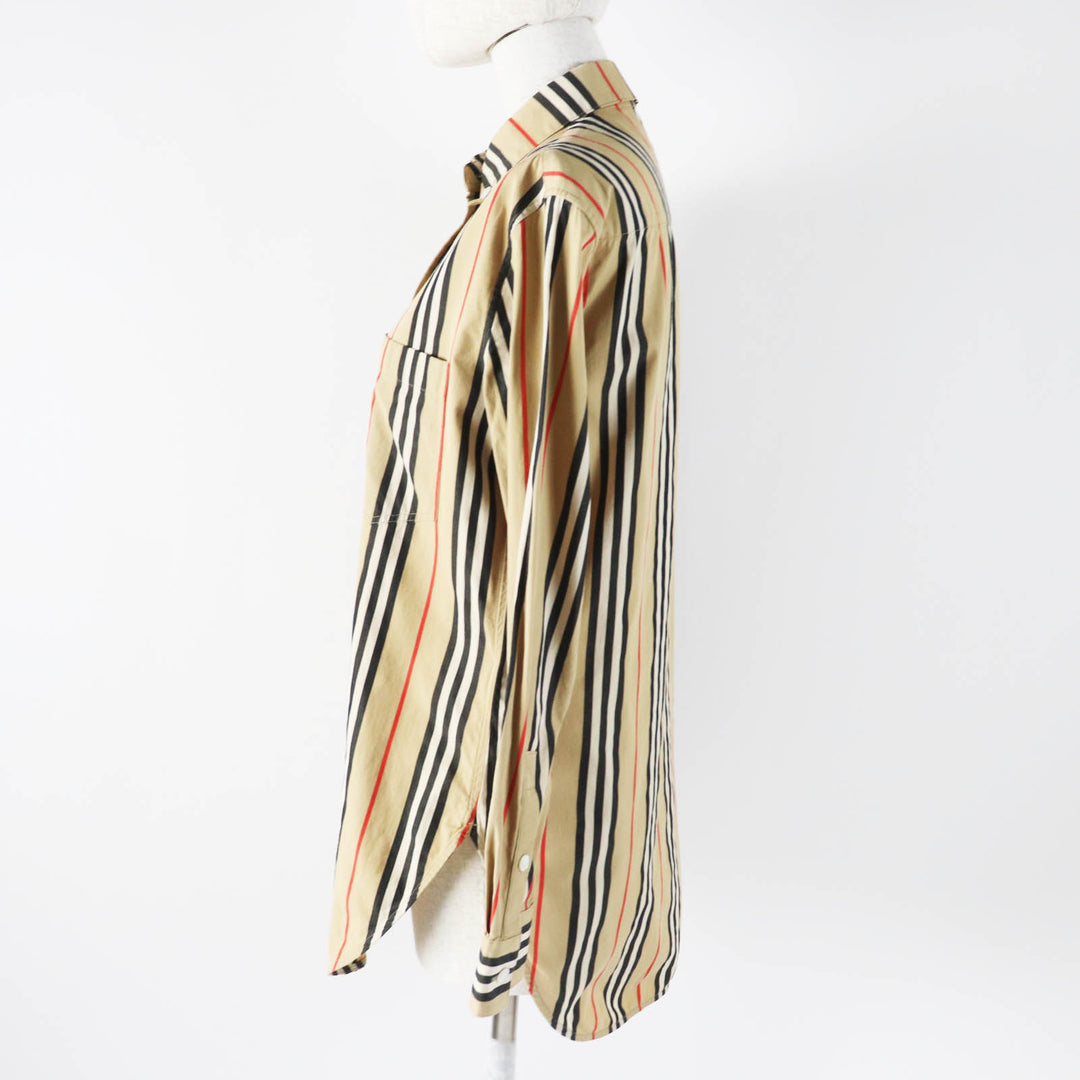 Great BURBERRY Long sleeve shirt Icon stripe beige cotton Women 36 8011359