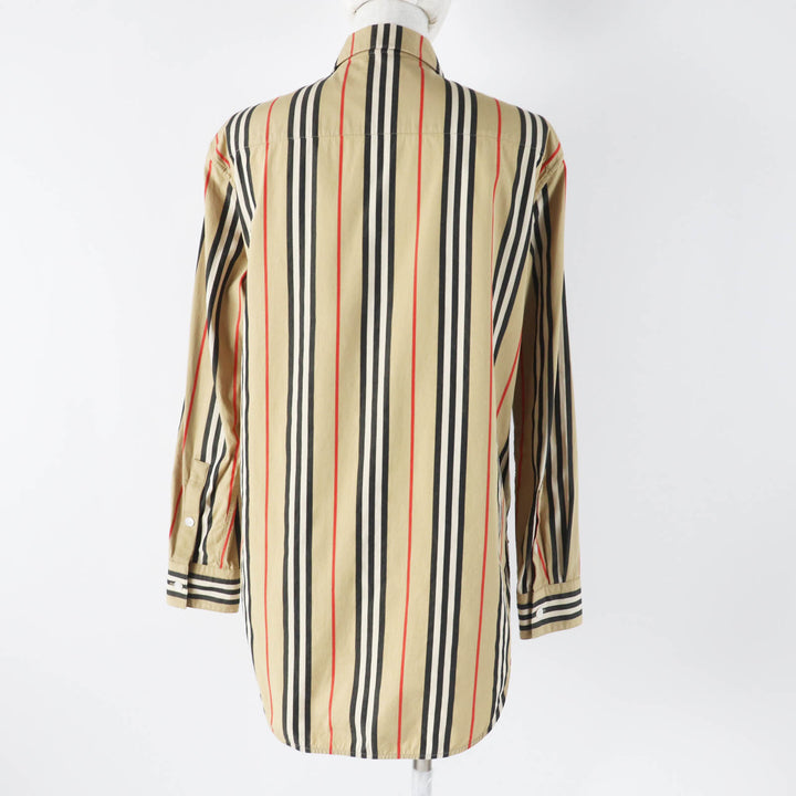 Great BURBERRY Long sleeve shirt Icon stripe beige cotton Women 36 8011359