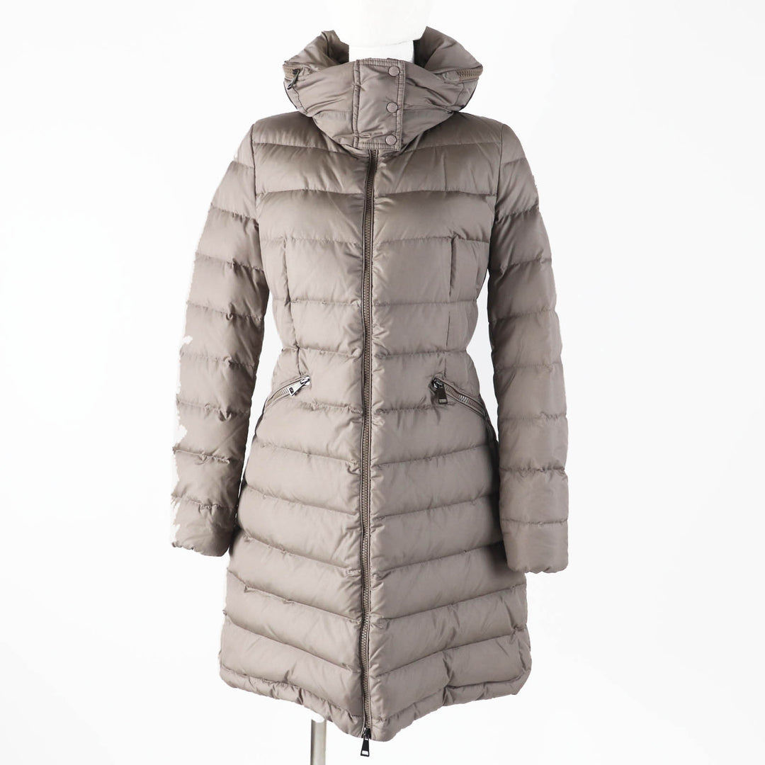 Great MONCLER down coat FLAMMETTE Patch and hooded long beige Nylon Women 00
