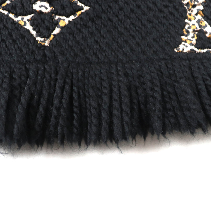 Great LOUIS VUITTON Scarf Escharpe Giant Monogram Jungle Black beige M75885