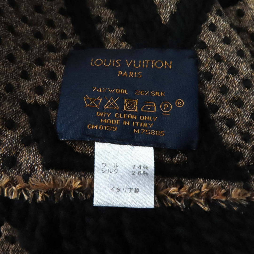 Great LOUIS VUITTON Scarf Escharpe Giant Monogram Jungle Black beige M75885
