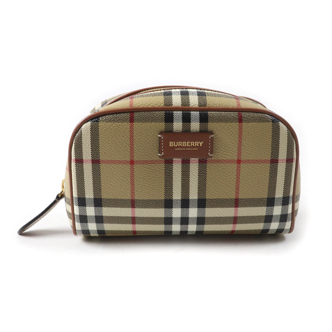 Great BURBERRY Accessory pouch Nova check pattern with leather logo patch 8067159