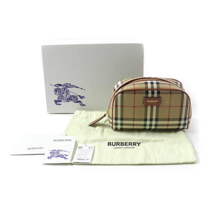 Great BURBERRY Accessory pouch Nova check pattern with leather logo patch 8067159