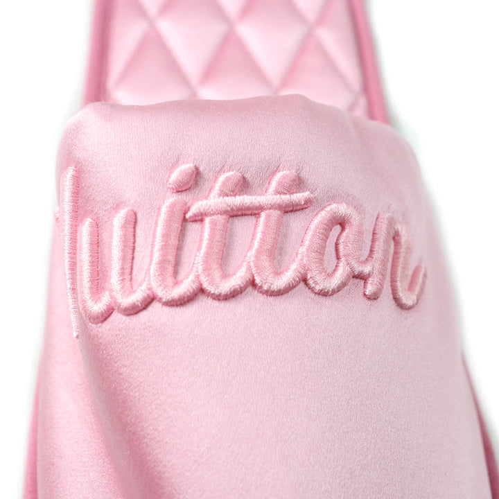 Excellent LOUIS VUITTON Other shoes Embroidered logo satin slippers pink Satin