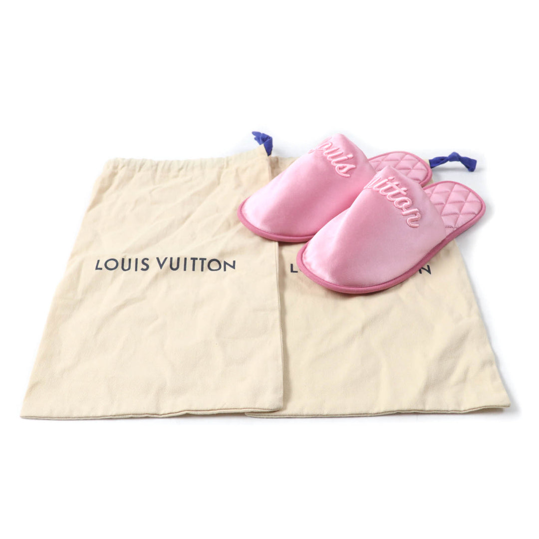 Excellent LOUIS VUITTON Other shoes Embroidered logo satin slippers pink Satin