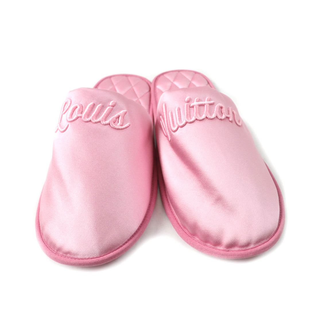 Excellent LOUIS VUITTON Other shoes Embroidered logo satin slippers pink Satin