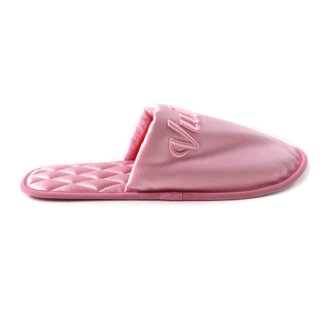 Excellent LOUIS VUITTON Other shoes Embroidered logo satin slippers pink Satin