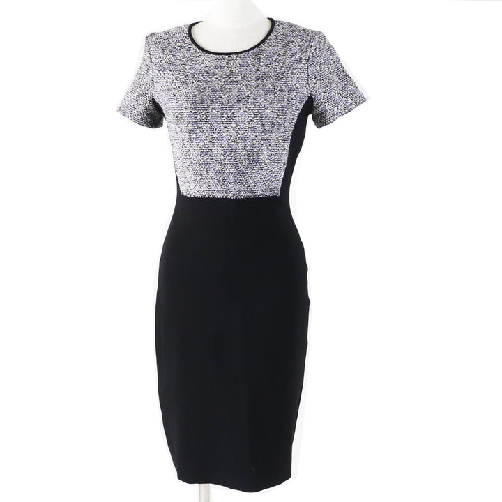 Great Salvatore Ferragamo one piece Tweed switching short sleeve Blue black