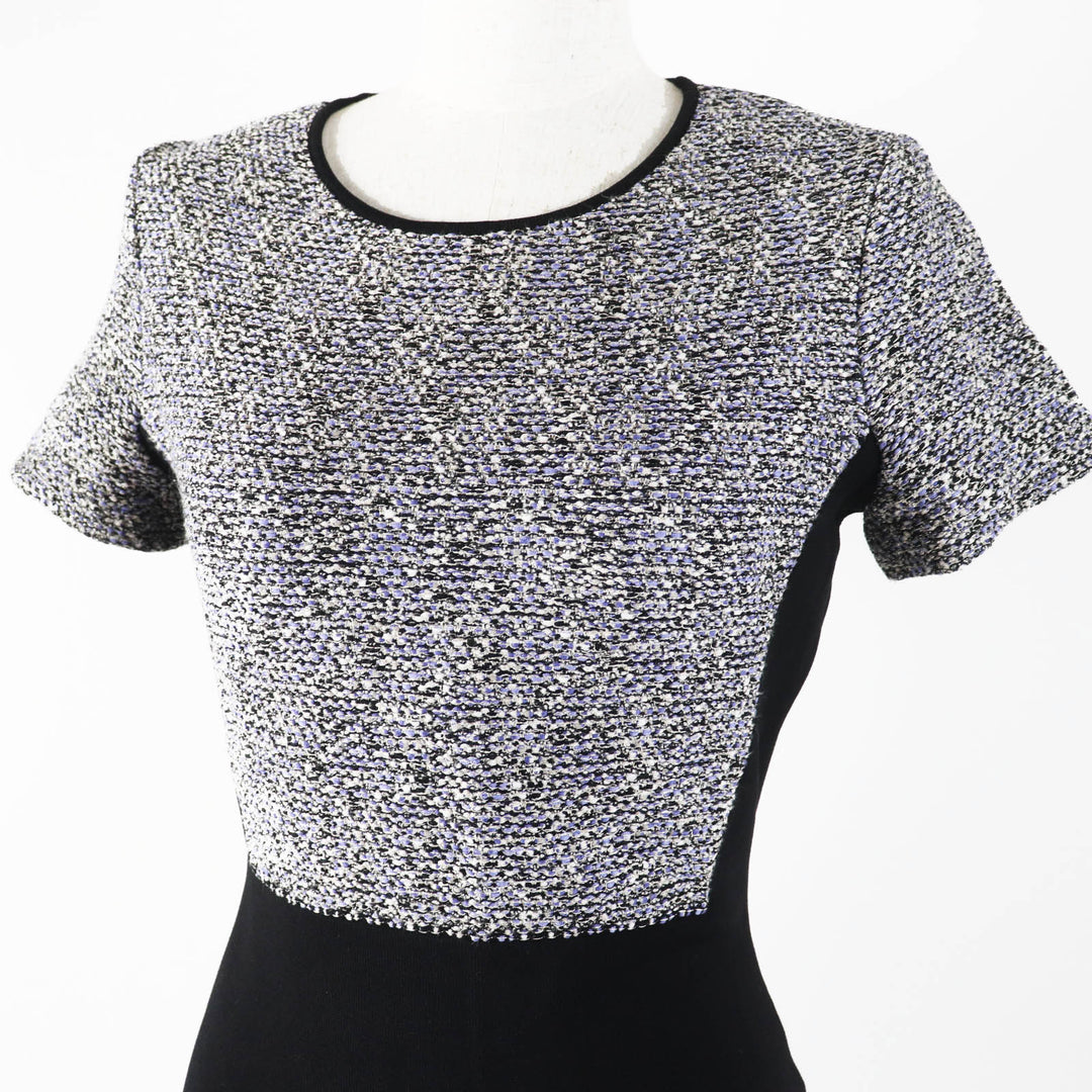 Great Salvatore Ferragamo one piece Tweed switching short sleeve Blue black
