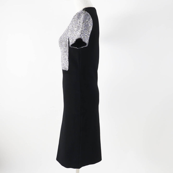 Great Salvatore Ferragamo one piece Tweed switching short sleeve Blue black