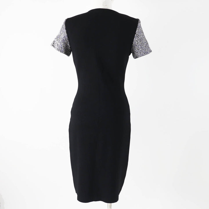 Great Salvatore Ferragamo one piece Tweed switching short sleeve Blue black