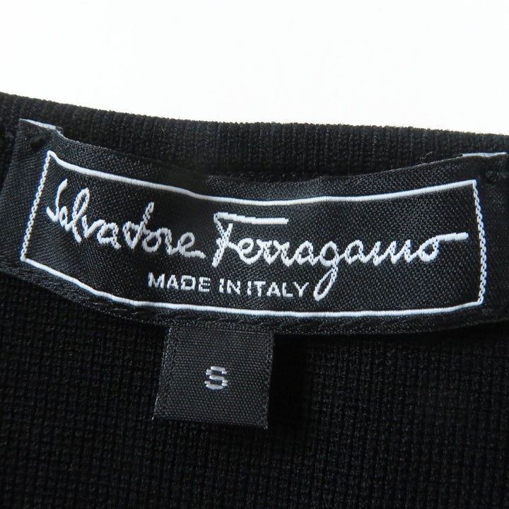 Great Salvatore Ferragamo one piece Tweed switching short sleeve Blue black