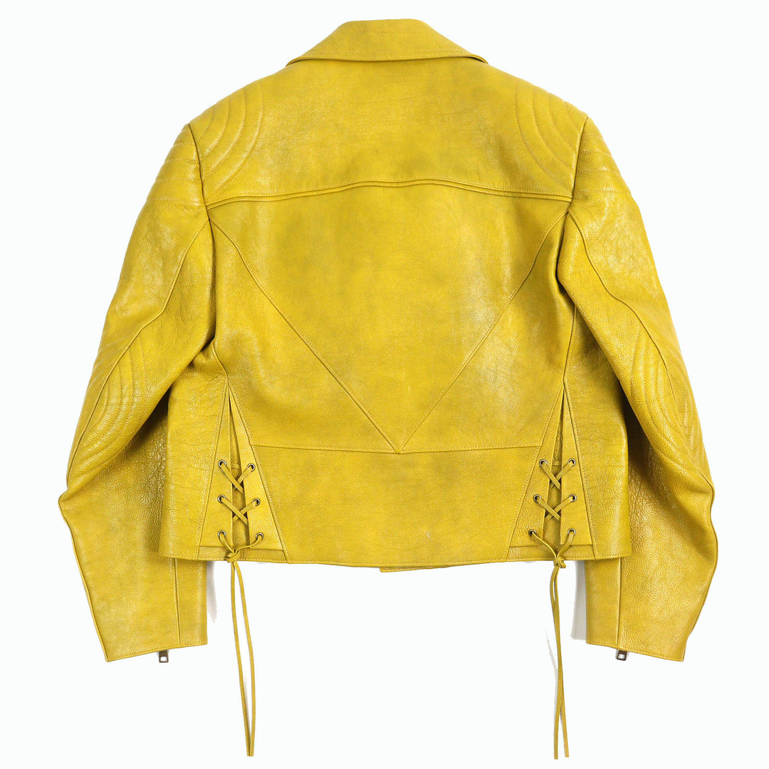 Excellent PRADA Riders jacket Calfskin Triangle Logo Charm Padded Double mens 48 UPW416