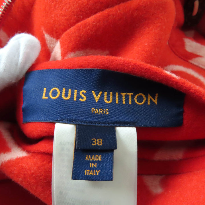 LOUIS VUITTON coat Reversible Giant Monogram LV Logo Leather Hoodie Red 38
