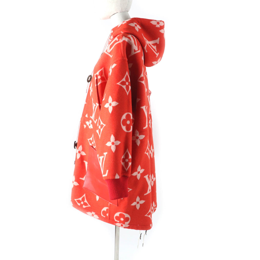 LOUIS VUITTON coat Reversible Giant Monogram LV Logo Leather Hoodie Red 38