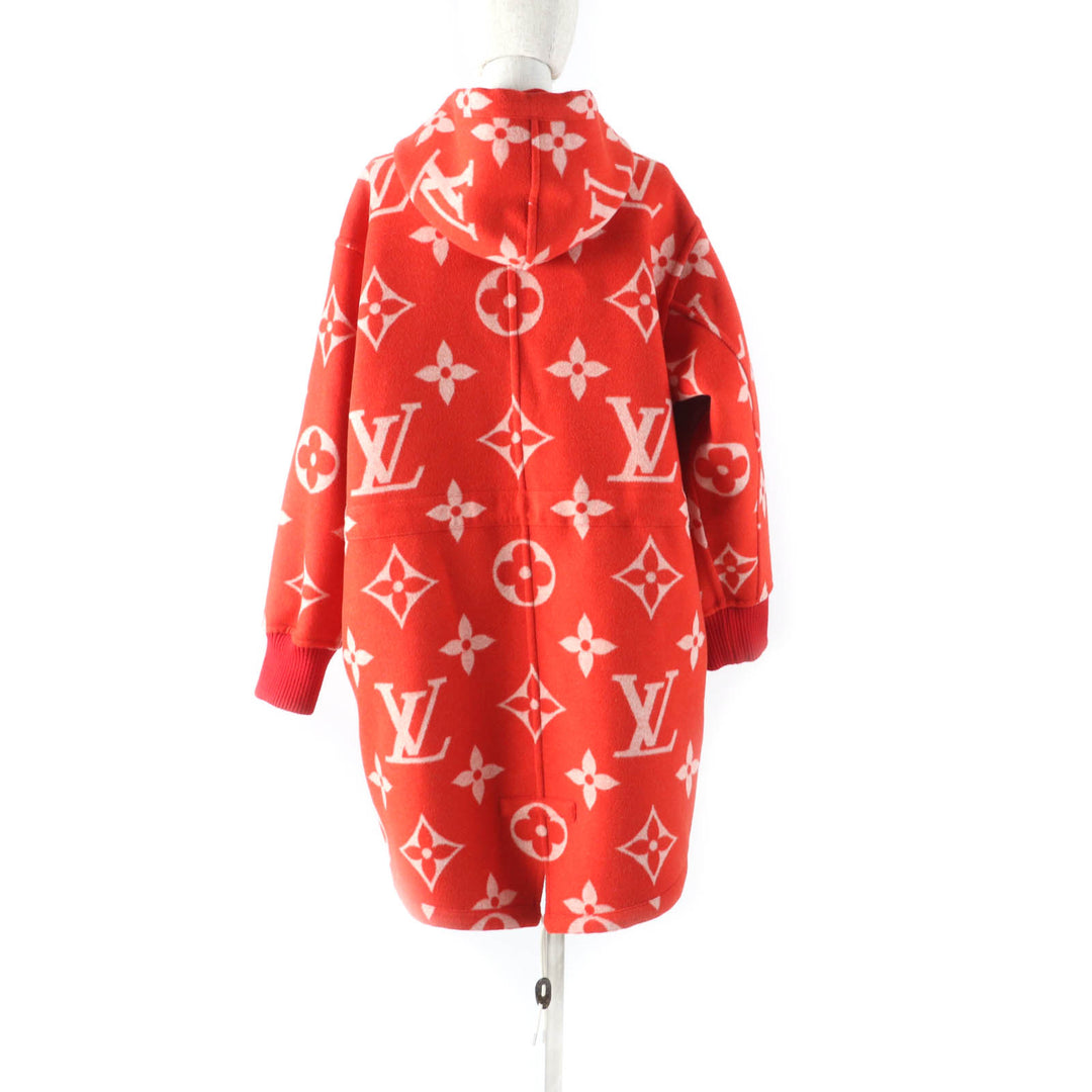 LOUIS VUITTON coat Reversible Giant Monogram LV Logo Leather Hoodie Red 38