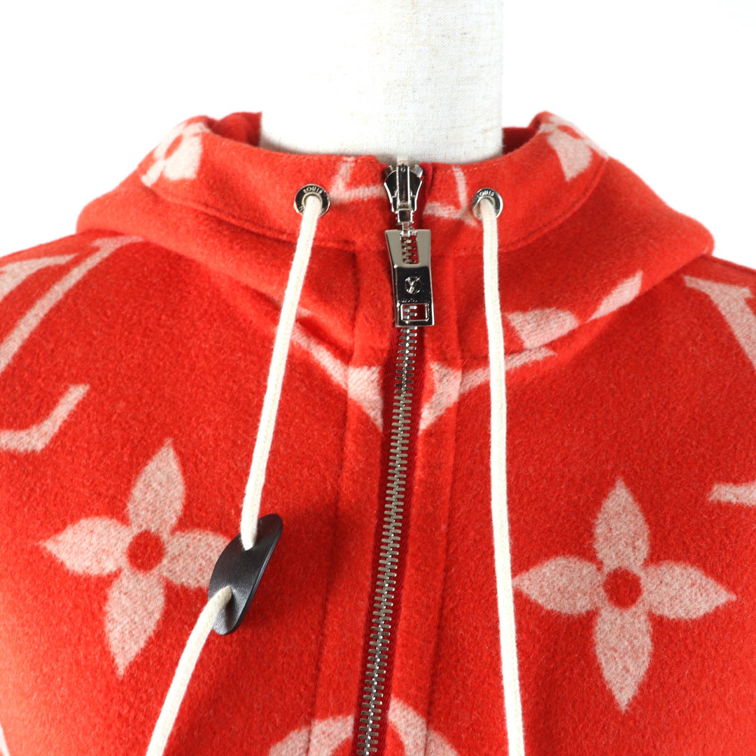 LOUIS VUITTON coat Reversible Giant Monogram LV Logo Leather Hoodie Red 38