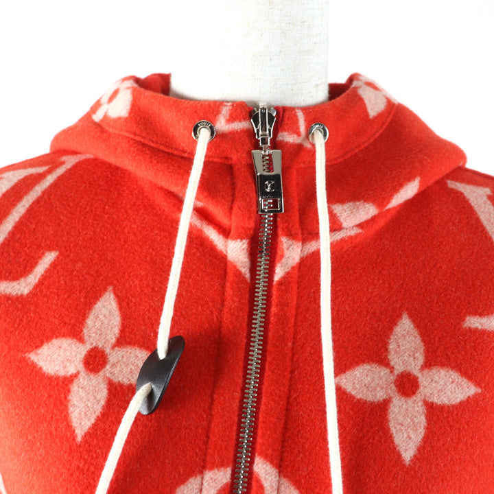 LOUIS VUITTON coat Reversible Giant Monogram LV Logo Leather Hoodie Red 38
