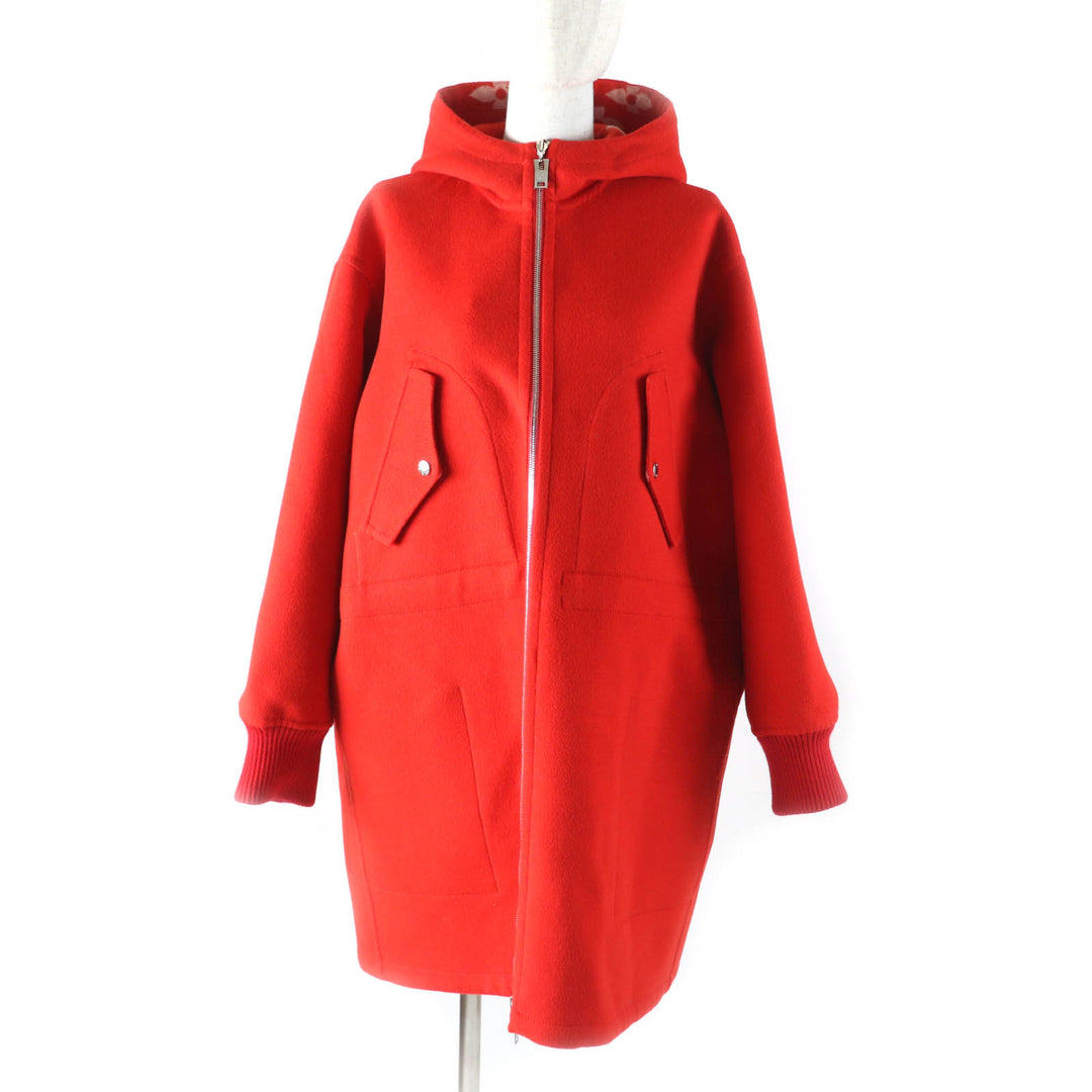 LOUIS VUITTON coat Reversible Giant Monogram LV Logo Leather Hoodie Red 38