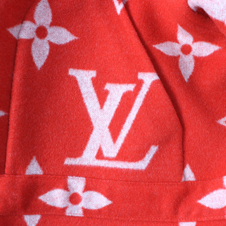 LOUIS VUITTON coat Reversible Giant Monogram LV Logo Leather Hoodie Red 38