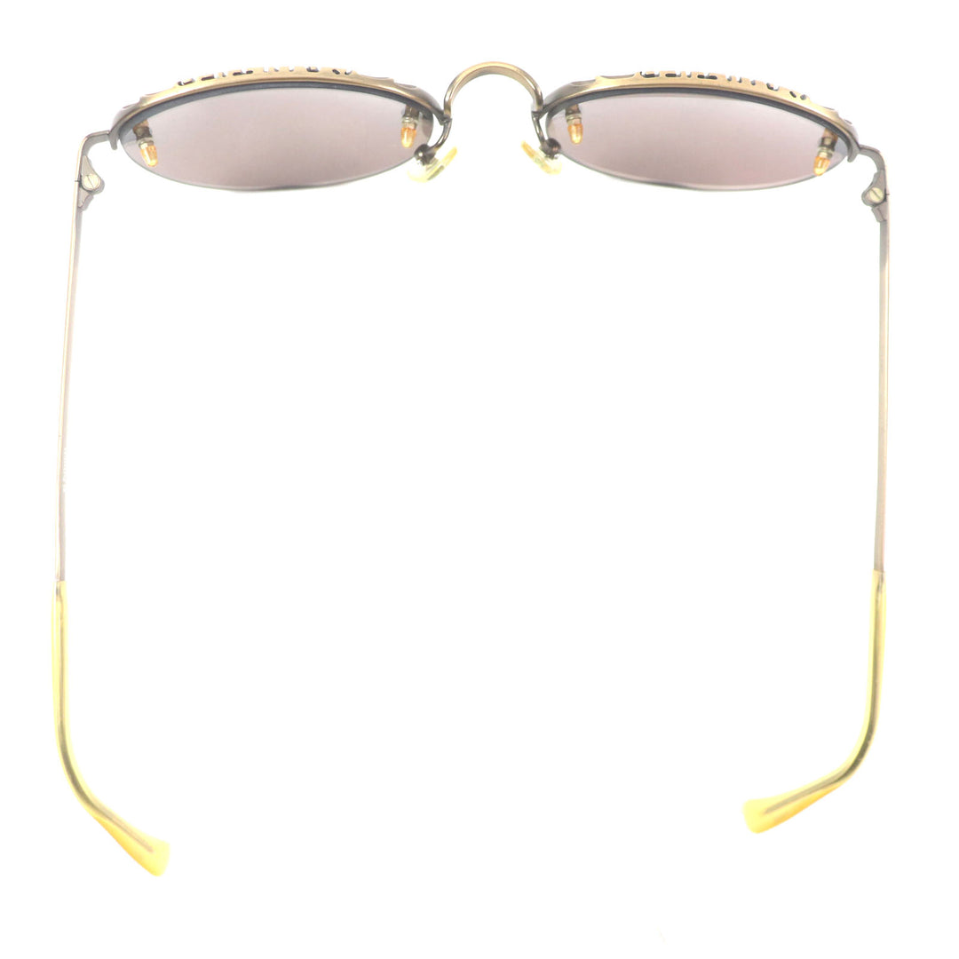Very Good JEAN-PAUL GAULTIER sunglasses Old logo engraved half rim gold mens 56-3175