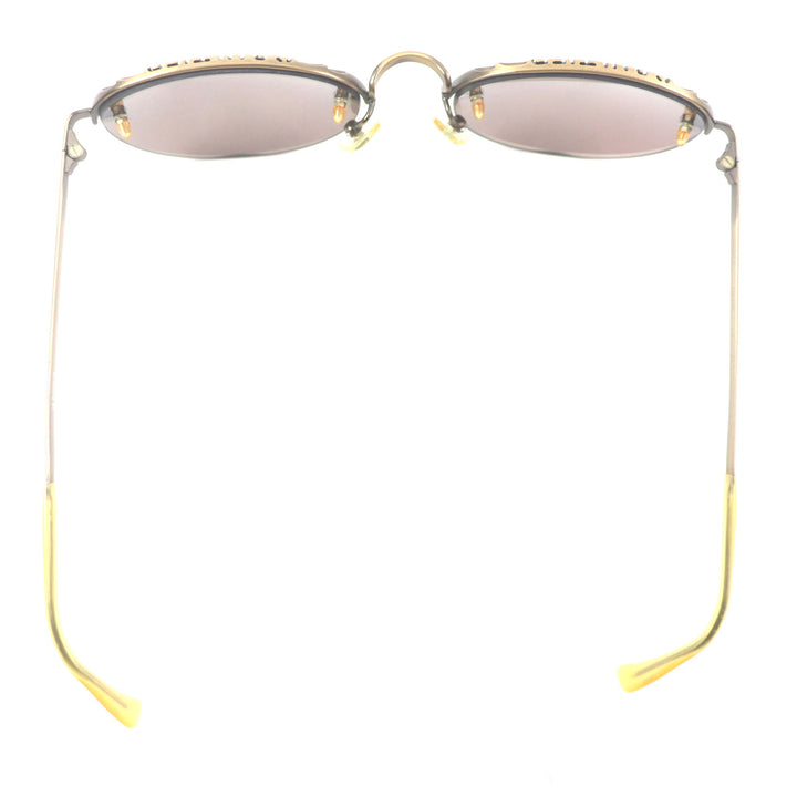 Very Good JEAN-PAUL GAULTIER sunglasses Old logo engraved half rim gold mens 56-3175