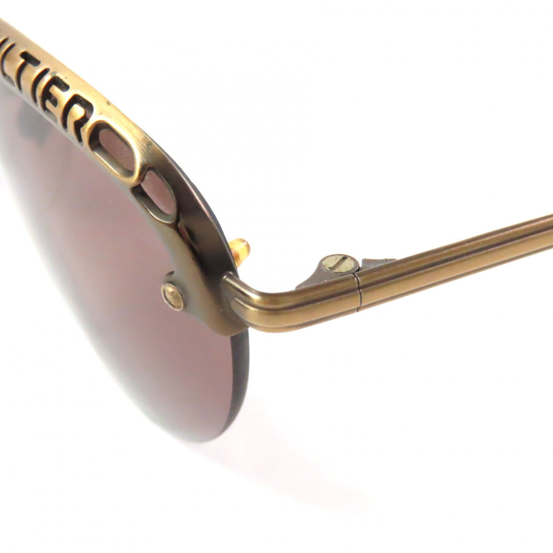 Very Good JEAN-PAUL GAULTIER sunglasses Old logo engraved half rim gold mens 56-3175