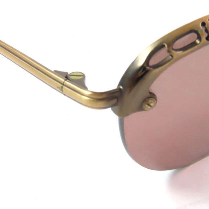 Very Good JEAN-PAUL GAULTIER sunglasses Old logo engraved half rim gold mens 56-3175