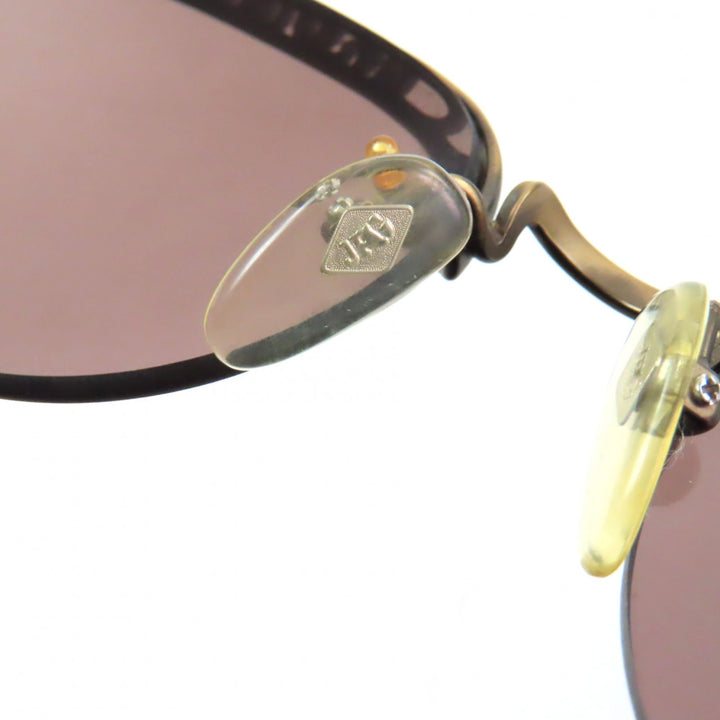 Very Good JEAN-PAUL GAULTIER sunglasses Old logo engraved half rim gold mens 56-3175