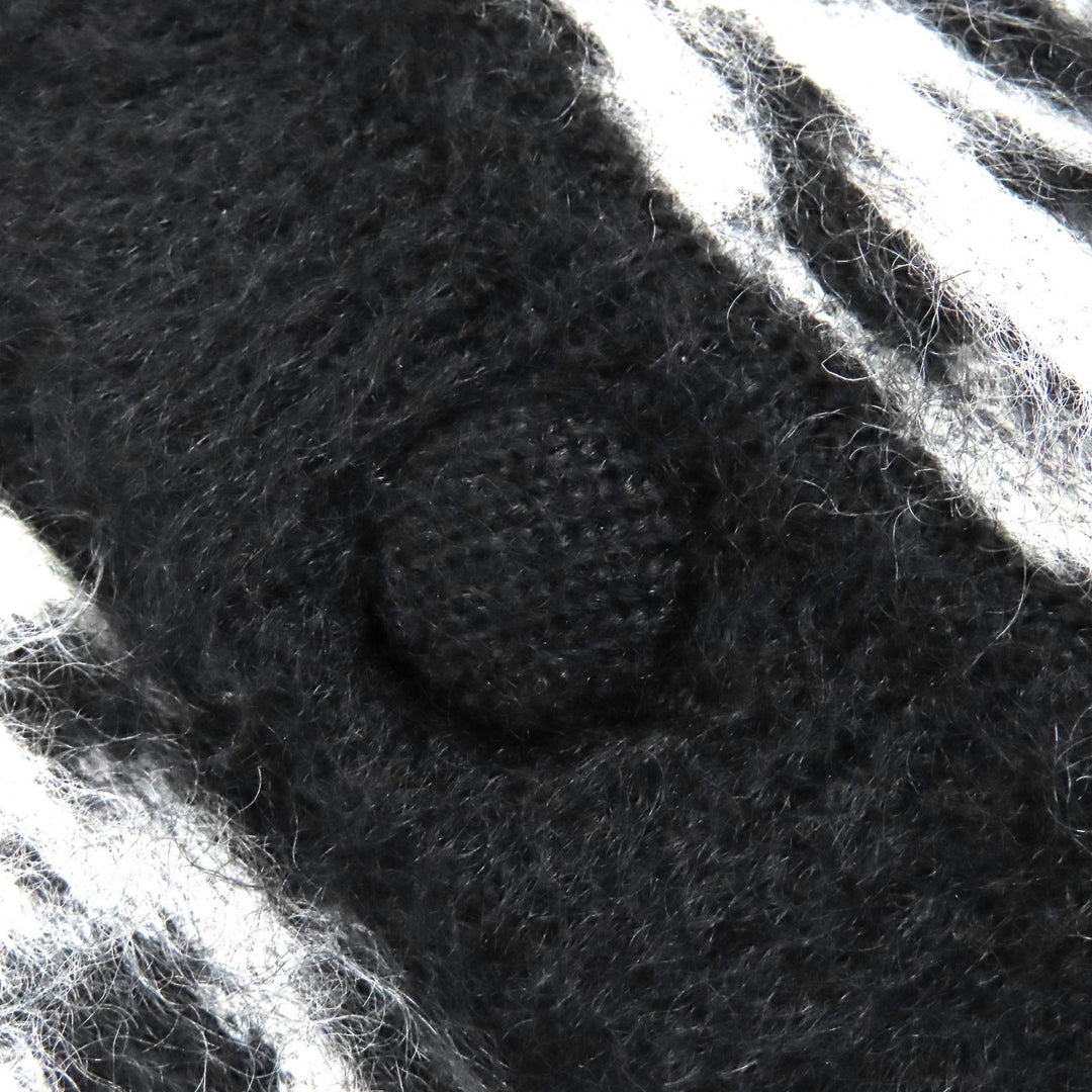 Excellent SAINT LAURENT PARIS cardigan Mohair Black-white system mens XS 690064