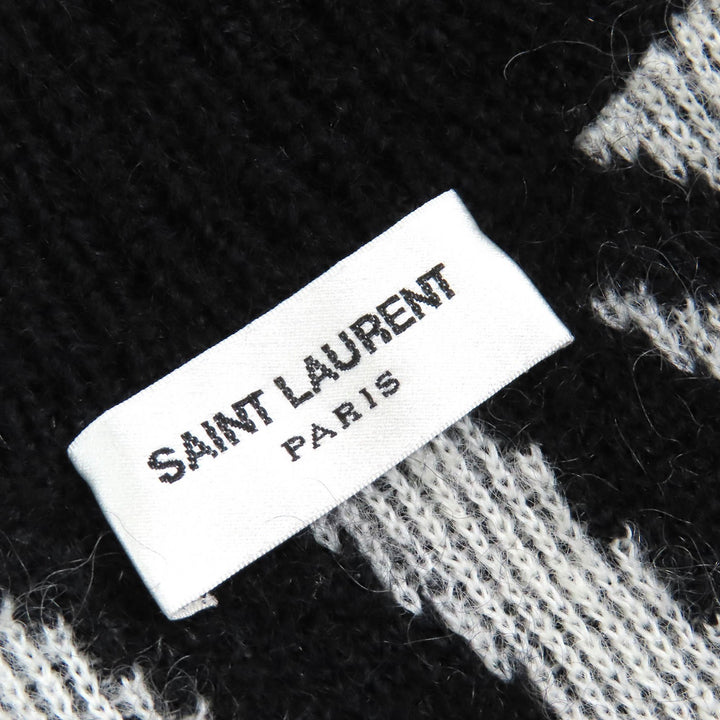 Excellent SAINT LAURENT PARIS cardigan Mohair Black-white system mens XS 690064