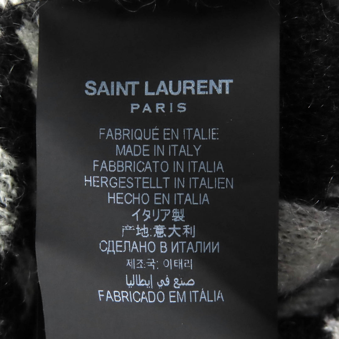 Excellent SAINT LAURENT PARIS cardigan Mohair Black-white system mens XS 690064