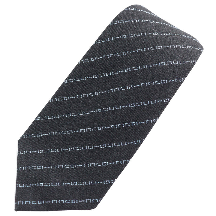 Pristine GUCCI tie Regimental logo stripes Dark gray wool mens