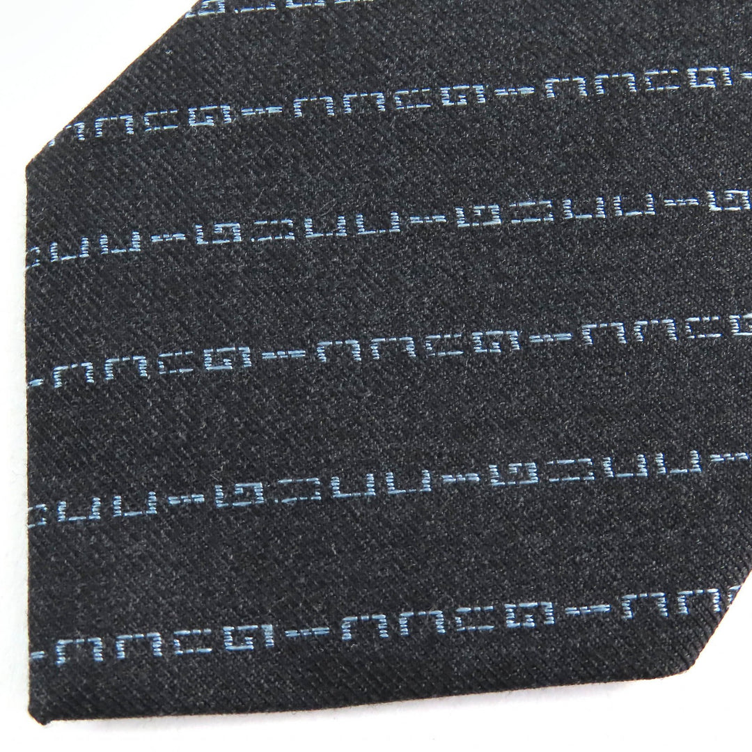Pristine GUCCI tie Regimental logo stripes Dark gray wool mens