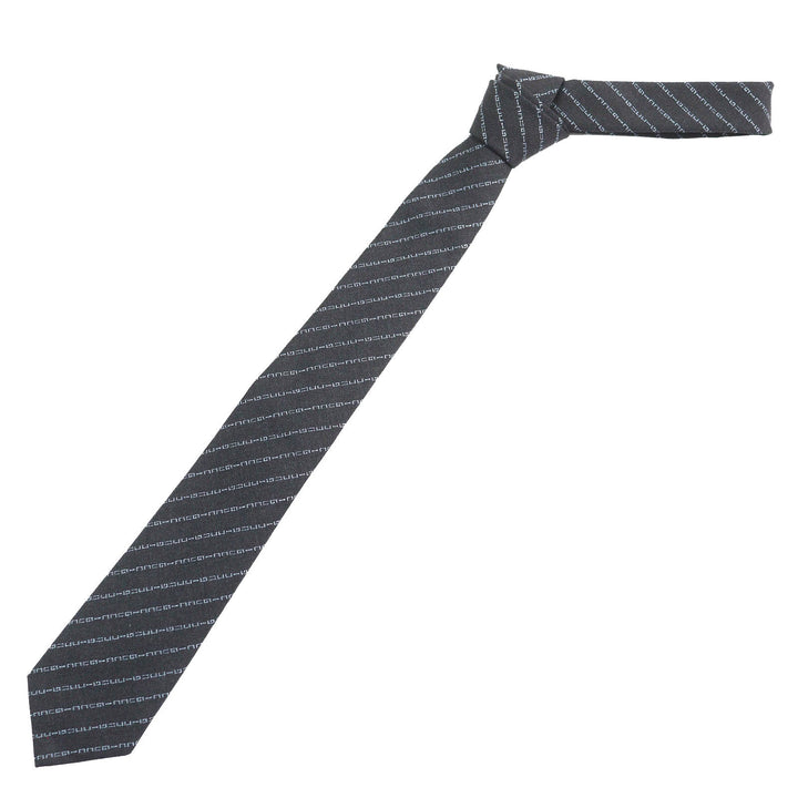 Pristine GUCCI tie Regimental logo stripes Dark gray wool mens