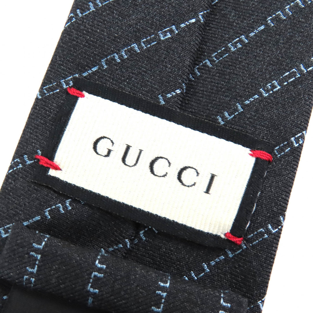Pristine GUCCI tie Regimental logo stripes Dark gray wool mens