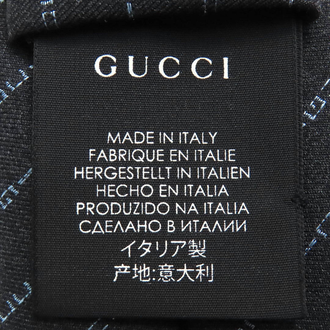 Pristine GUCCI tie Regimental logo stripes Dark gray wool mens