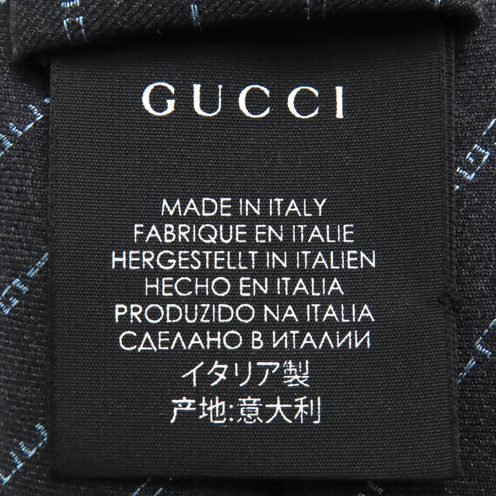 Pristine GUCCI tie Regimental logo stripes Dark gray wool mens