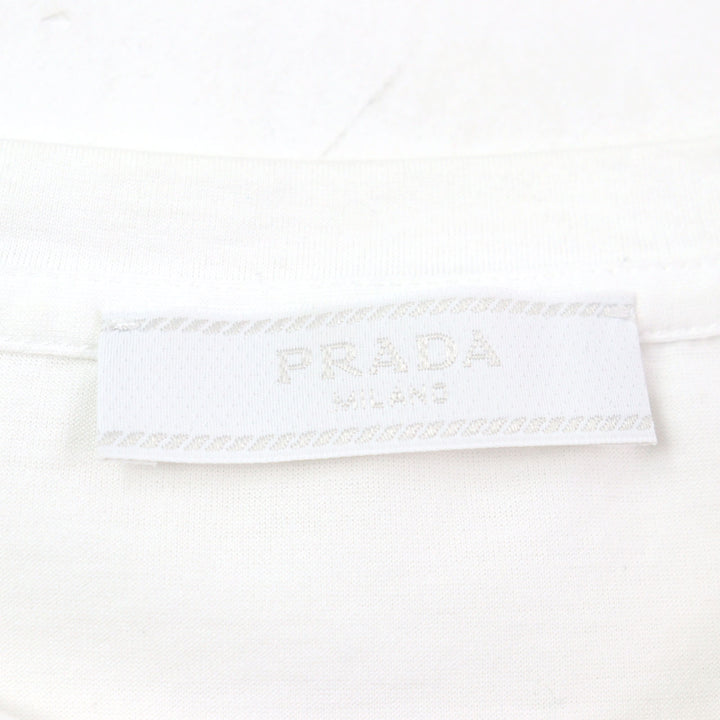Excellent PRADA Short sleeve T-shirt Embroidered logo crew neck white mens XS
