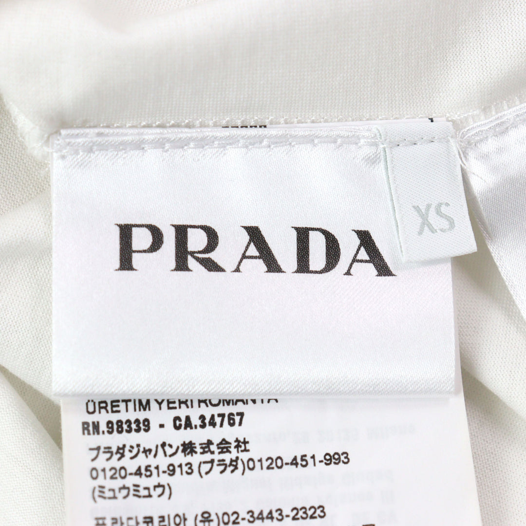 Excellent PRADA Short sleeve T-shirt Embroidered logo crew neck white mens XS