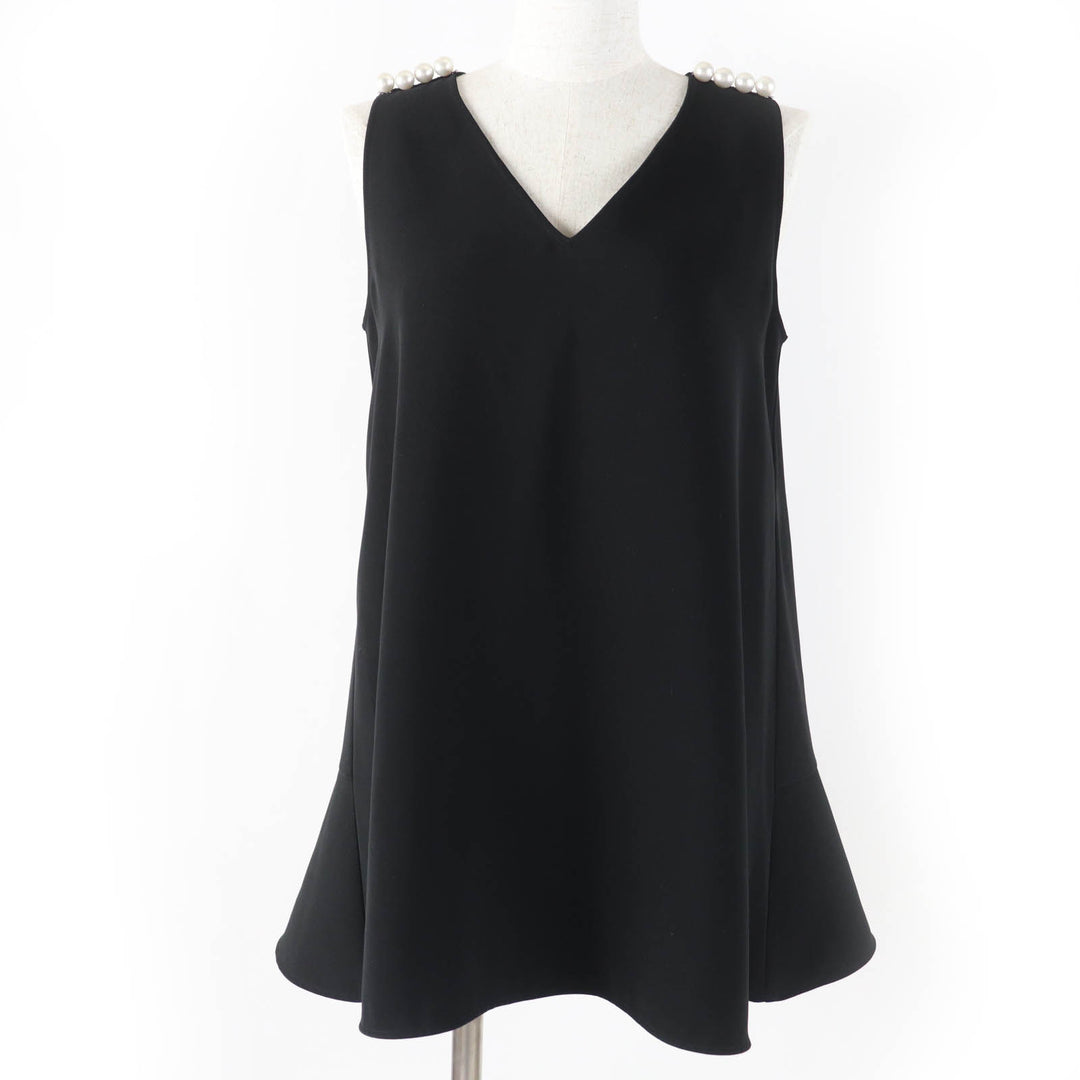 Great YOKO CHAN blouse Sleeveless with fake pearls black Women 38 YCB-219-127
