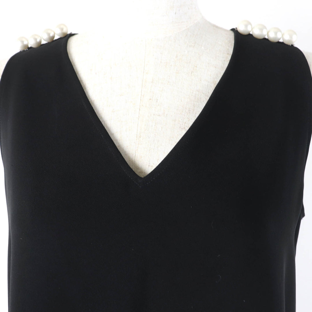 Great YOKO CHAN blouse Sleeveless with fake pearls black Women 38 YCB-219-127