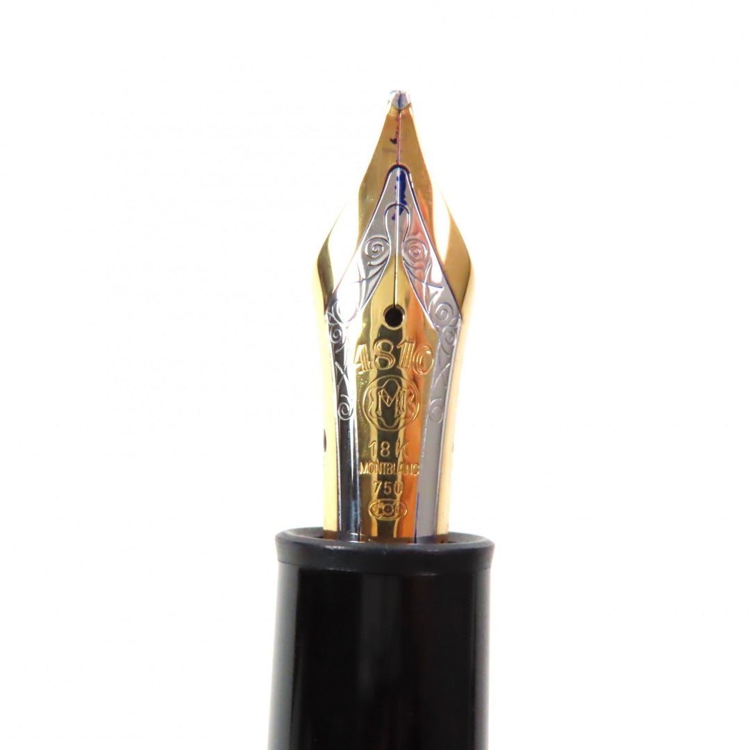 Excellent MONTBLANC fountain pen Meisterstck white star Black gold 18K mens