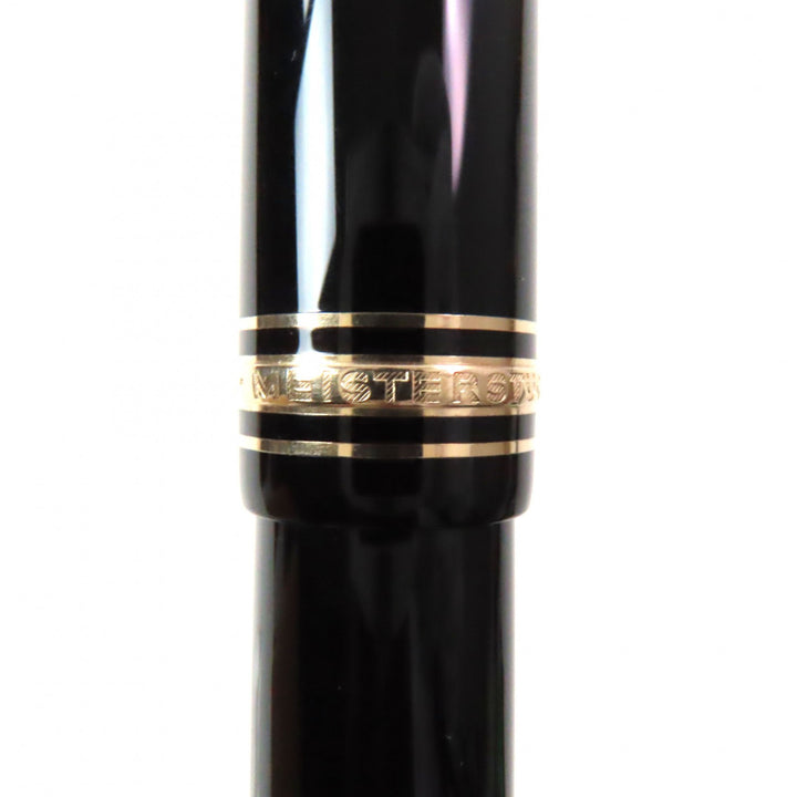 Excellent MONTBLANC fountain pen Meisterstck white star Black gold 18K mens
