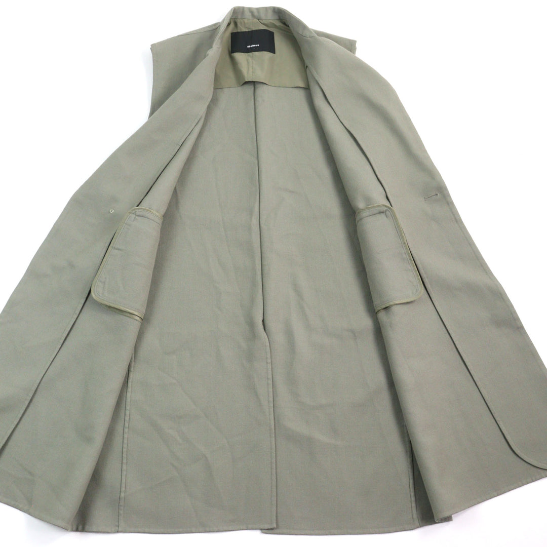 Excellent 08sircus Best Twill double face rever long gilet Double-faced lapel long gilet Khaki green wool mens 1 S23AW-OT08