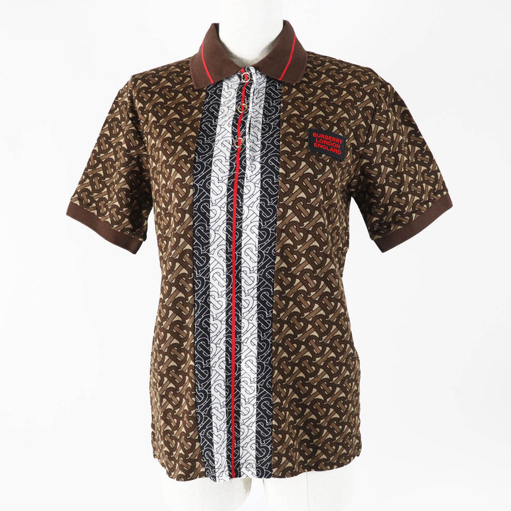 Great BURBERRY Short sleeve polo shirt TB monogram Brown cotton Women XXS