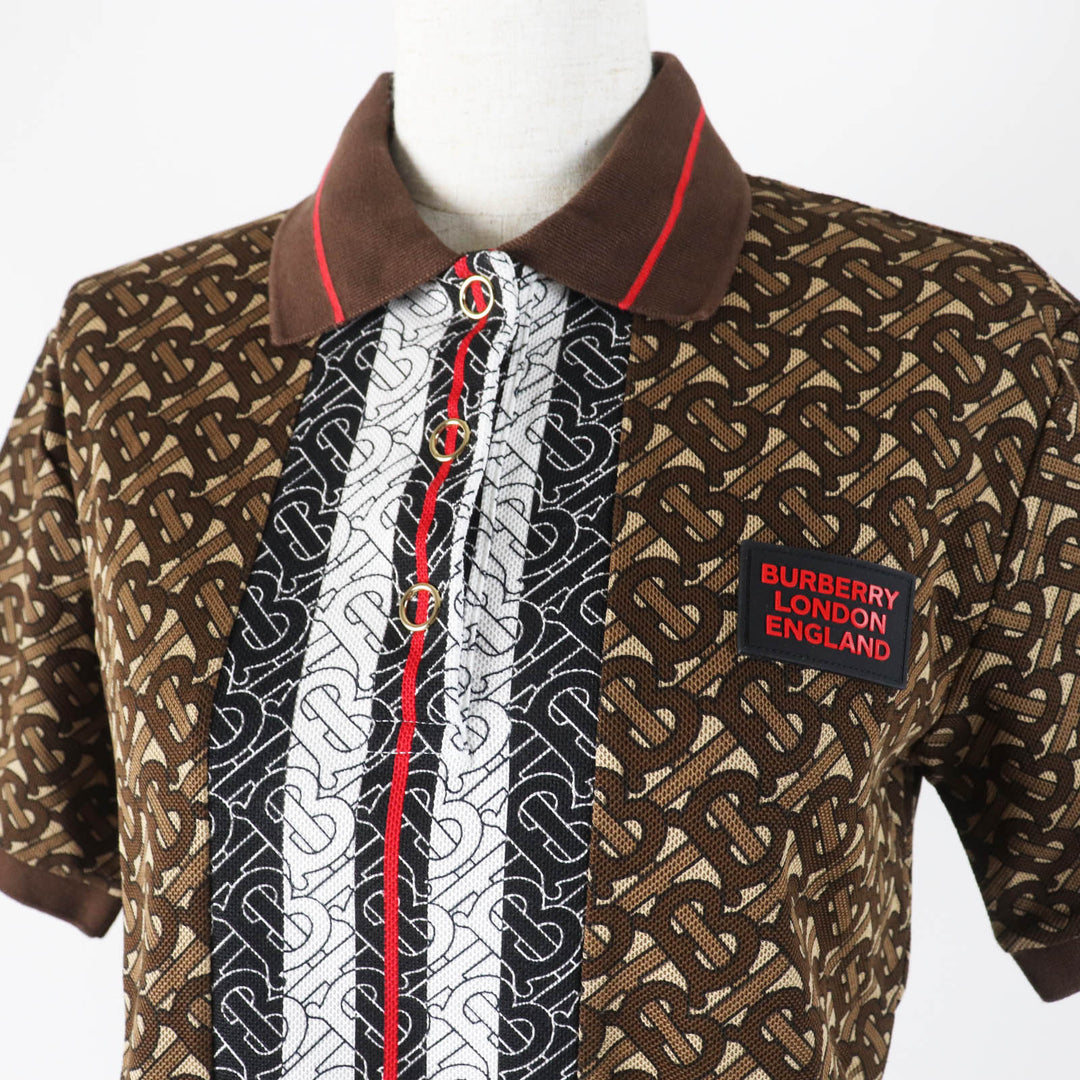 Great BURBERRY Short sleeve polo shirt TB monogram Brown cotton Women XXS